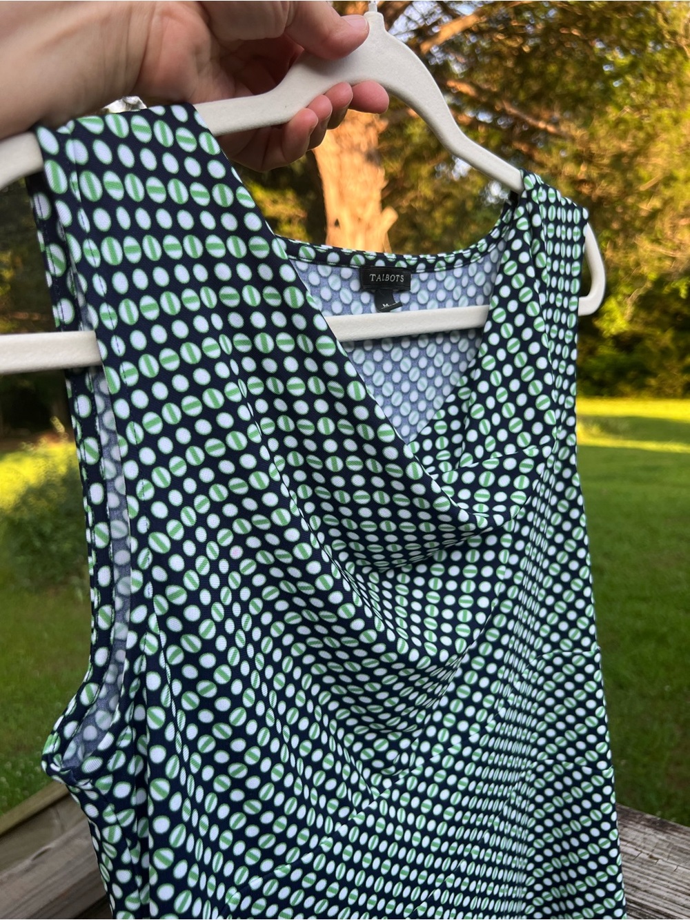 🌸Talbots Sleeveless Cowl-Neck Midi Dress in Green and Navy